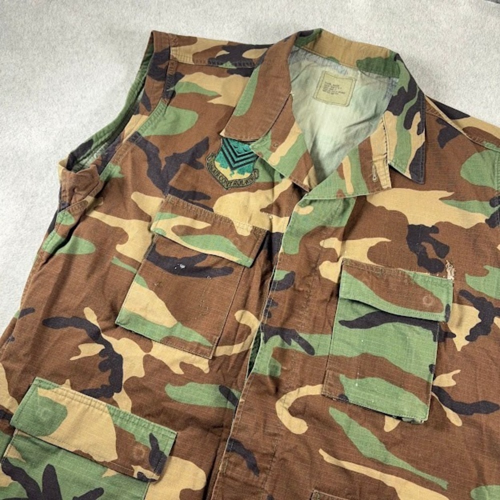 VTG US Military BDU Vest XL Green Camo Ripstop Tactical Air Control Wing Patch